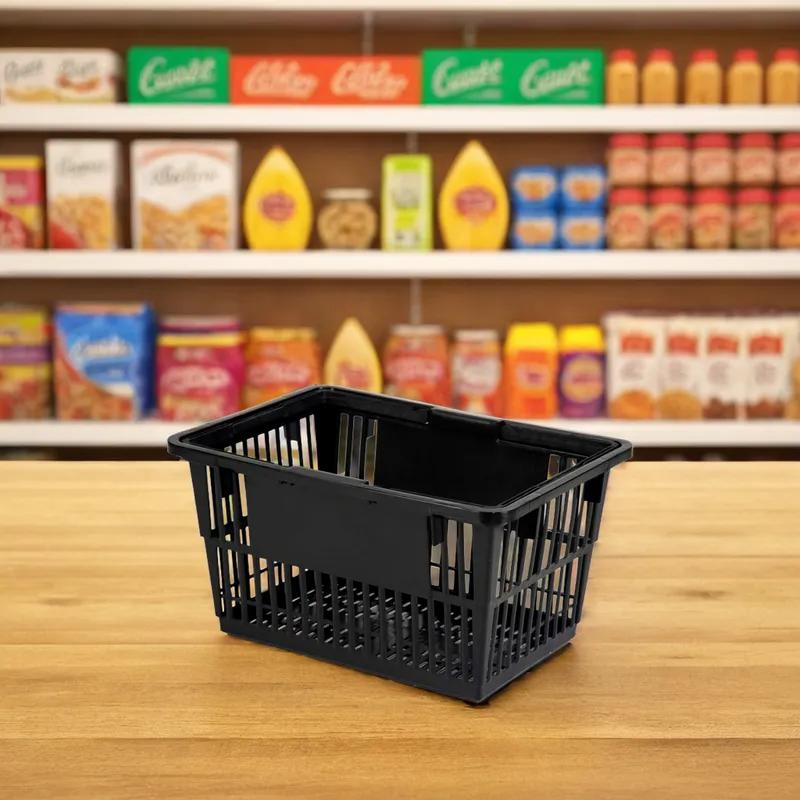 Basket Plastic Black Standard With 1 Rack & 1 Sign 7/Case