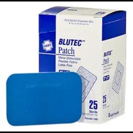 Bluetec Adhesive Bandage 2X3 IN Blue Rectangle Cloth Metal 25/Case