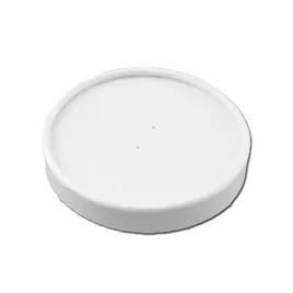 Lid Flat Large (LG) SBS Paperboard White Round For 16-24-32 OZ Squat Soup Cup 500/Case