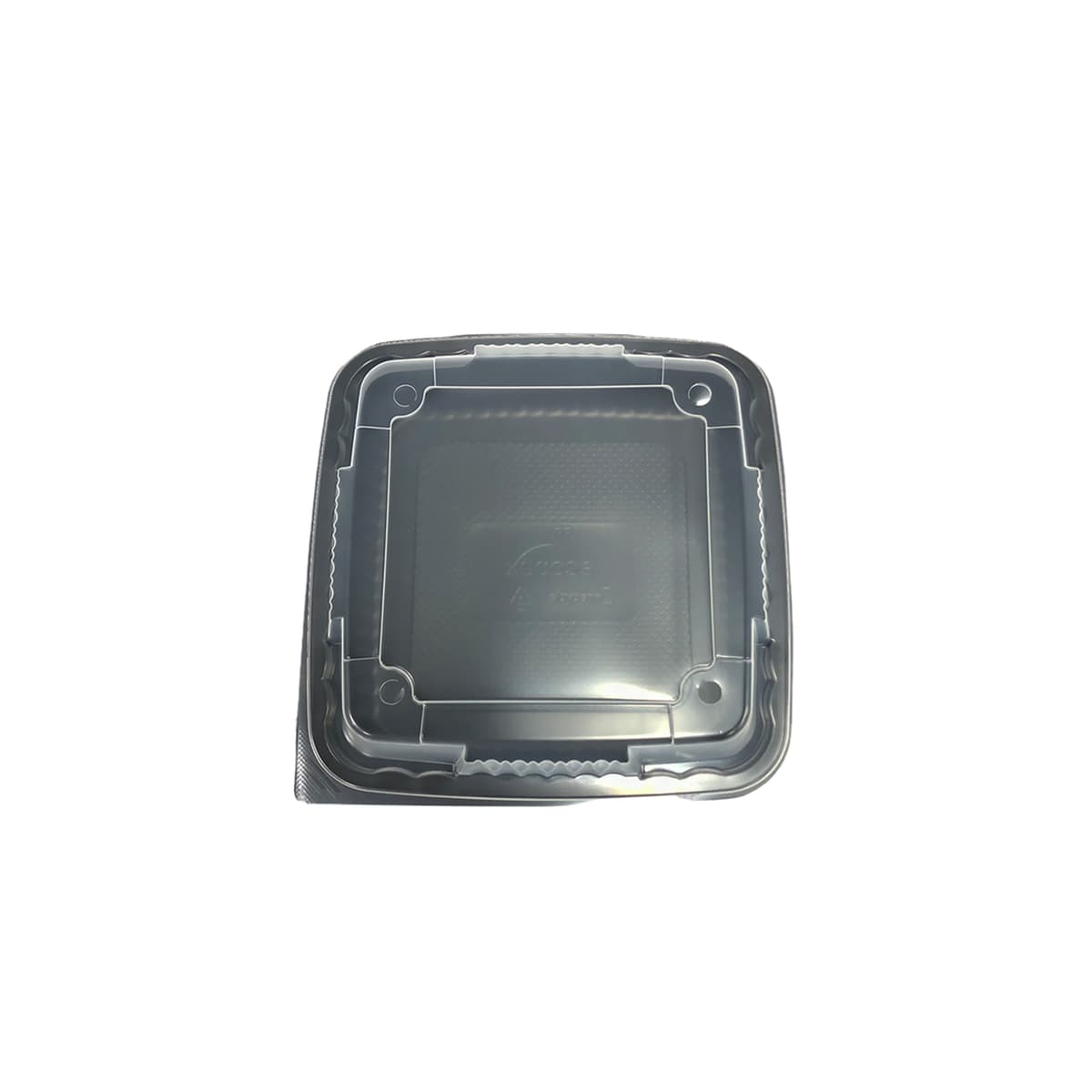 Pebble Box Take-Out Container Base & Lid Combo 8X8X3 IN PP Black Clear Square Grease Resistant Leak Resistant 150/Case