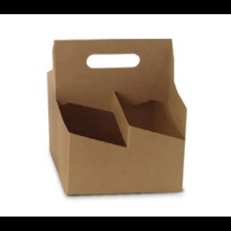 Cup Carrier & Tray 9X9X8.5 IN 4 Compartment Cardboard Kraft 200/Case