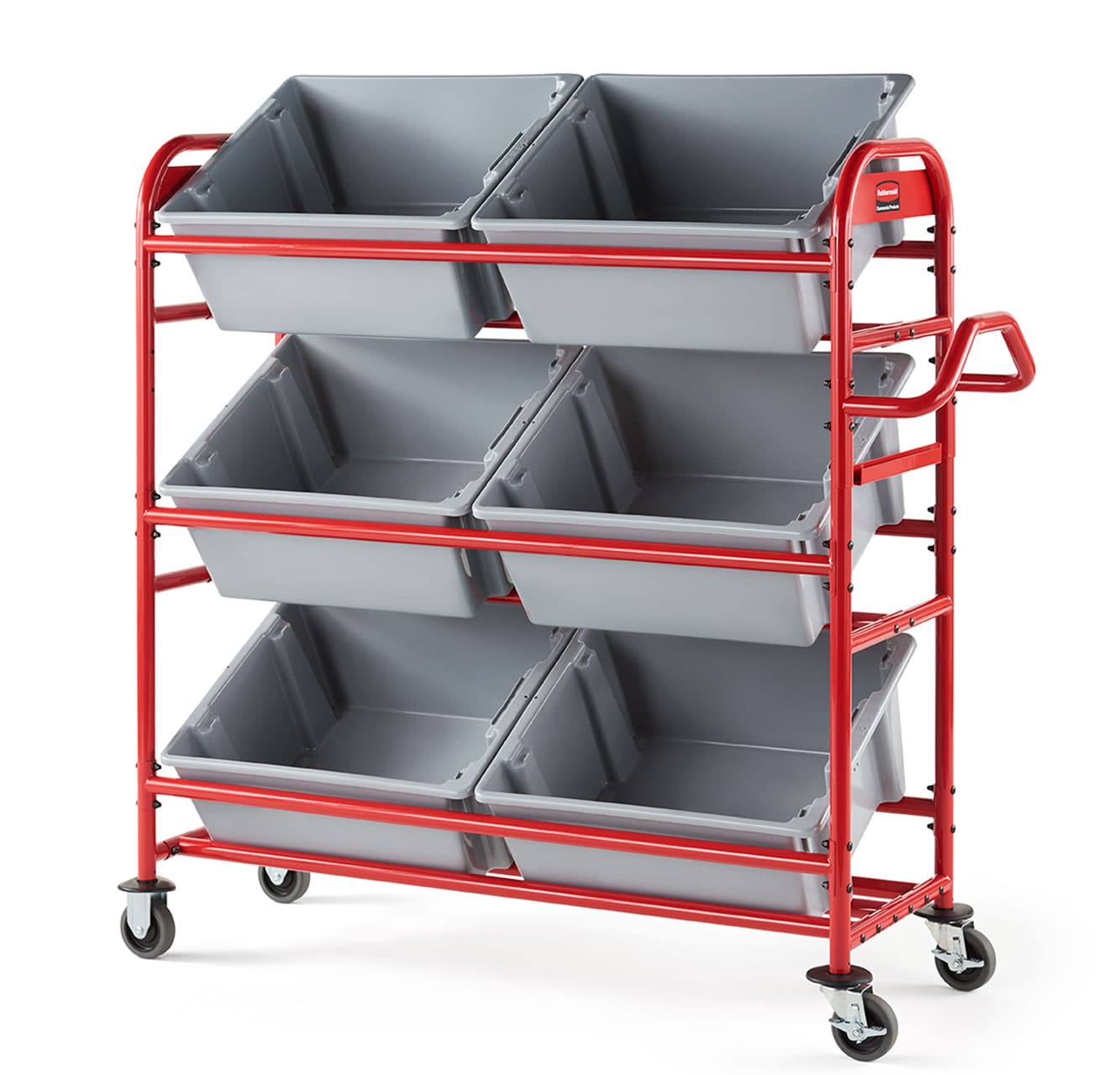 Tote Picking Cart 58.13X22.38X13.13 IN Red With Angled Shelves 1/Each