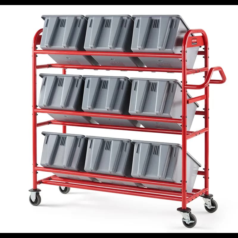 Tote Picking Cart 58.13X22.38X13.13 IN Red With Angled Shelves 1/Each