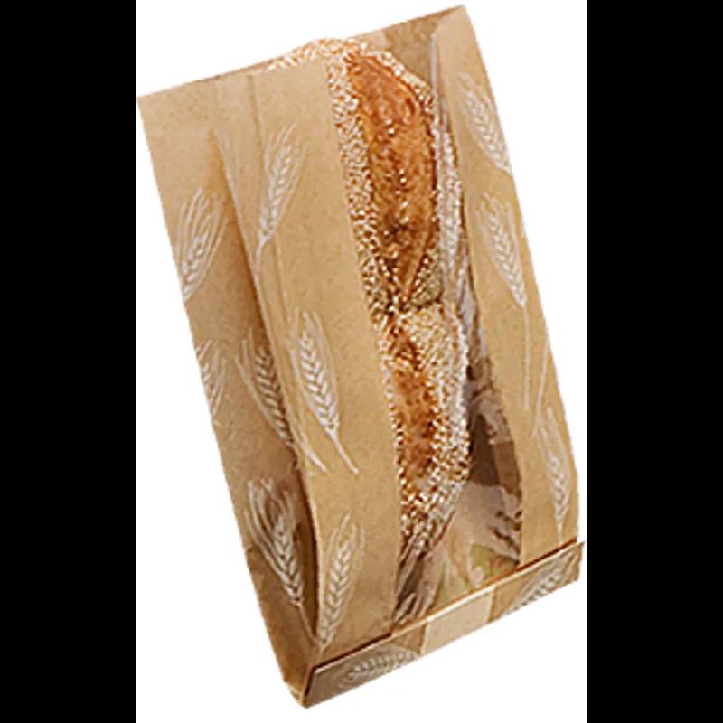 Bagcraft® Dubl Wax® Bread Bag 8X3.5X12.75 IN Paper Kraft Wheat With Seal Strip Closure With Window 500/Case