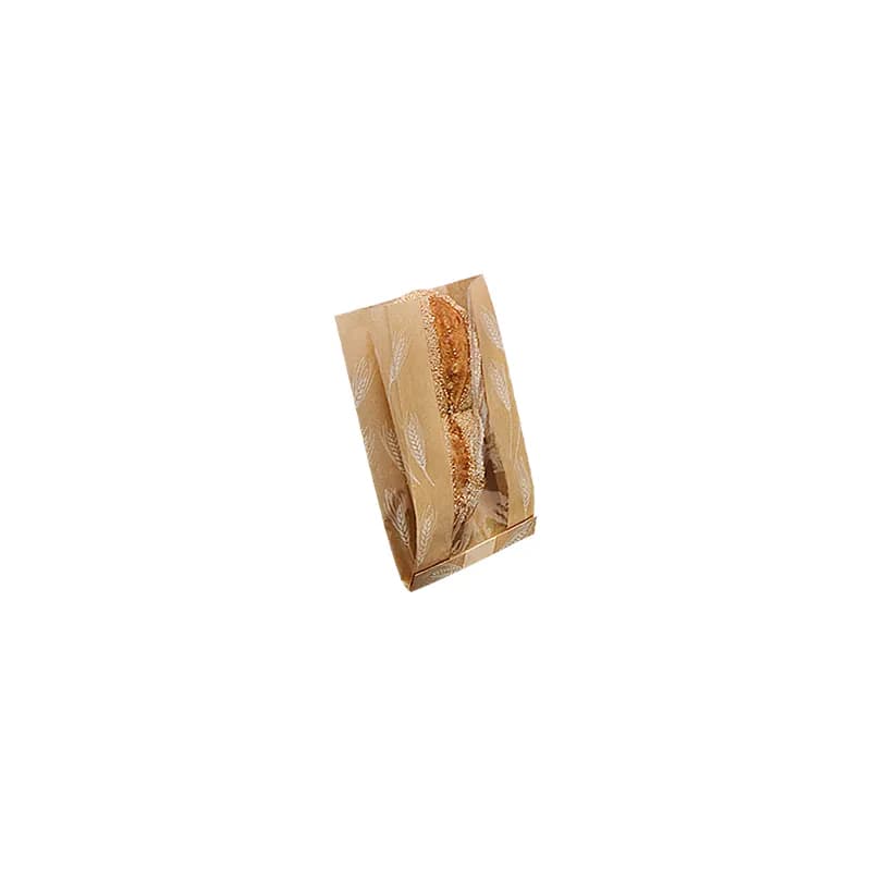Bagcraft® Dubl Wax® Bread Bag 8X3.5X12.75 IN Paper Kraft Wheat With Seal Strip Closure With Window 500/Case