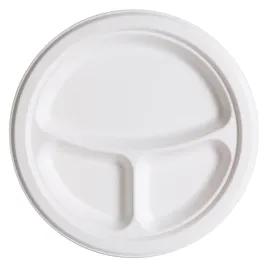 Vanguard® Plate 9 IN 3 Compartment Molded Fiber White Round 400/Case