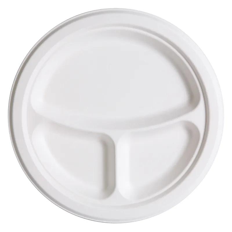 Vanguard® Plate 9 IN 3 Compartment Molded Fiber White Round 400/Case