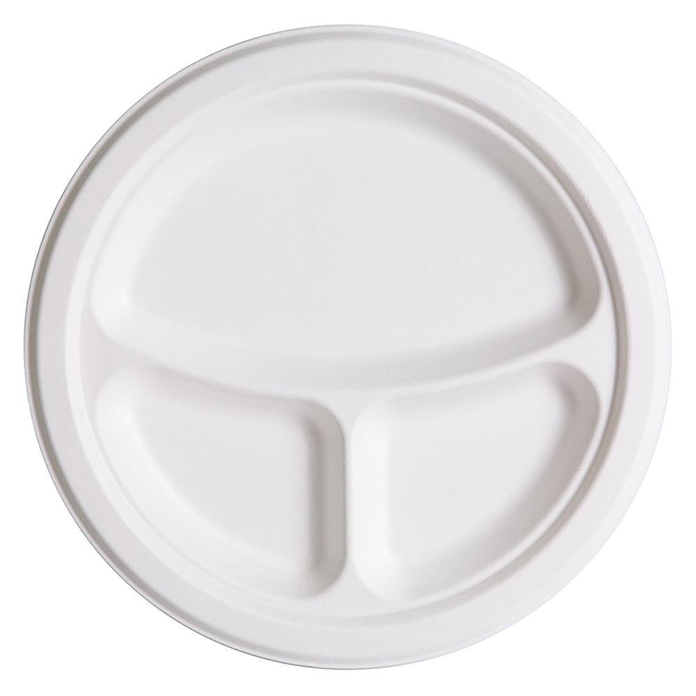 Vanguard® Plate 9 IN 3 Compartment Molded Fiber White Round 400/Case