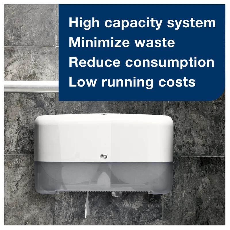 Tork T2 Toilet Paper Dispenser Plastic Wall Mount White 2-Roll Side-by-Side Jumbo Jr (JRT) Elevation Range 1/Case