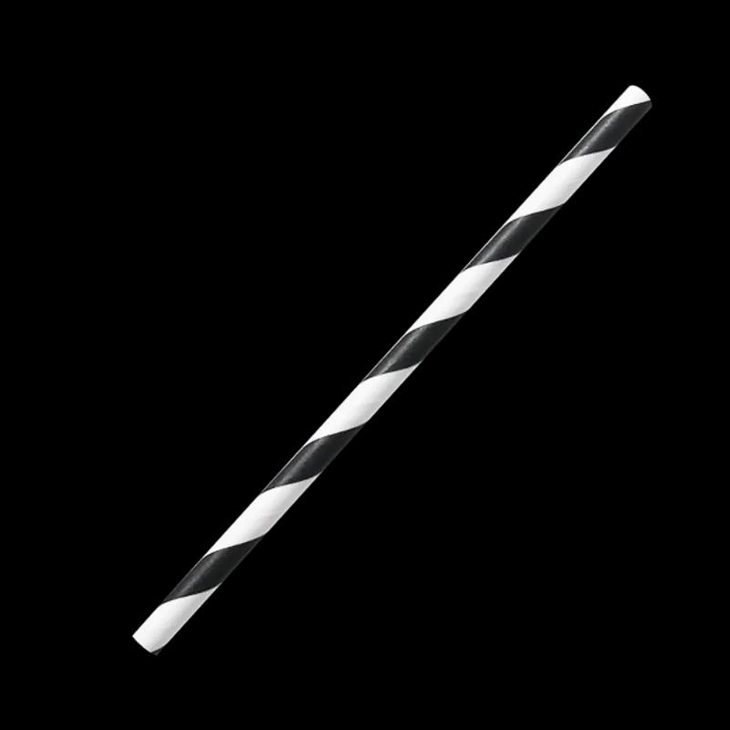 Karat Earth Straw 0.2X5.25 IN Paper Black White Spiral Unwrapped 5000/Case