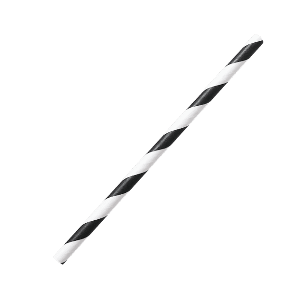 Karat Earth Straw 0.2X5.25 IN Paper Black White Spiral Unwrapped 5000/Case