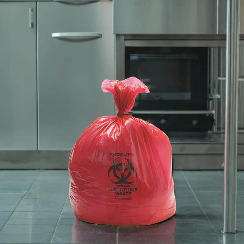 Biohazard Bag 45X49 IN Red Plastic 1.3MIL 150/Case