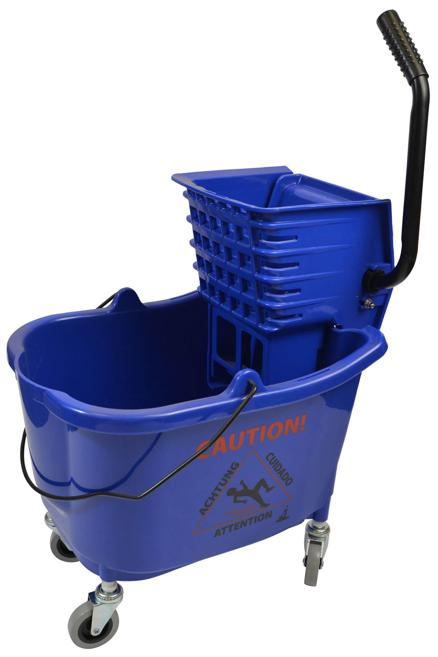 Mop Bucket & Wringer 35 QT Plastic Blue Side Press 1/Each
