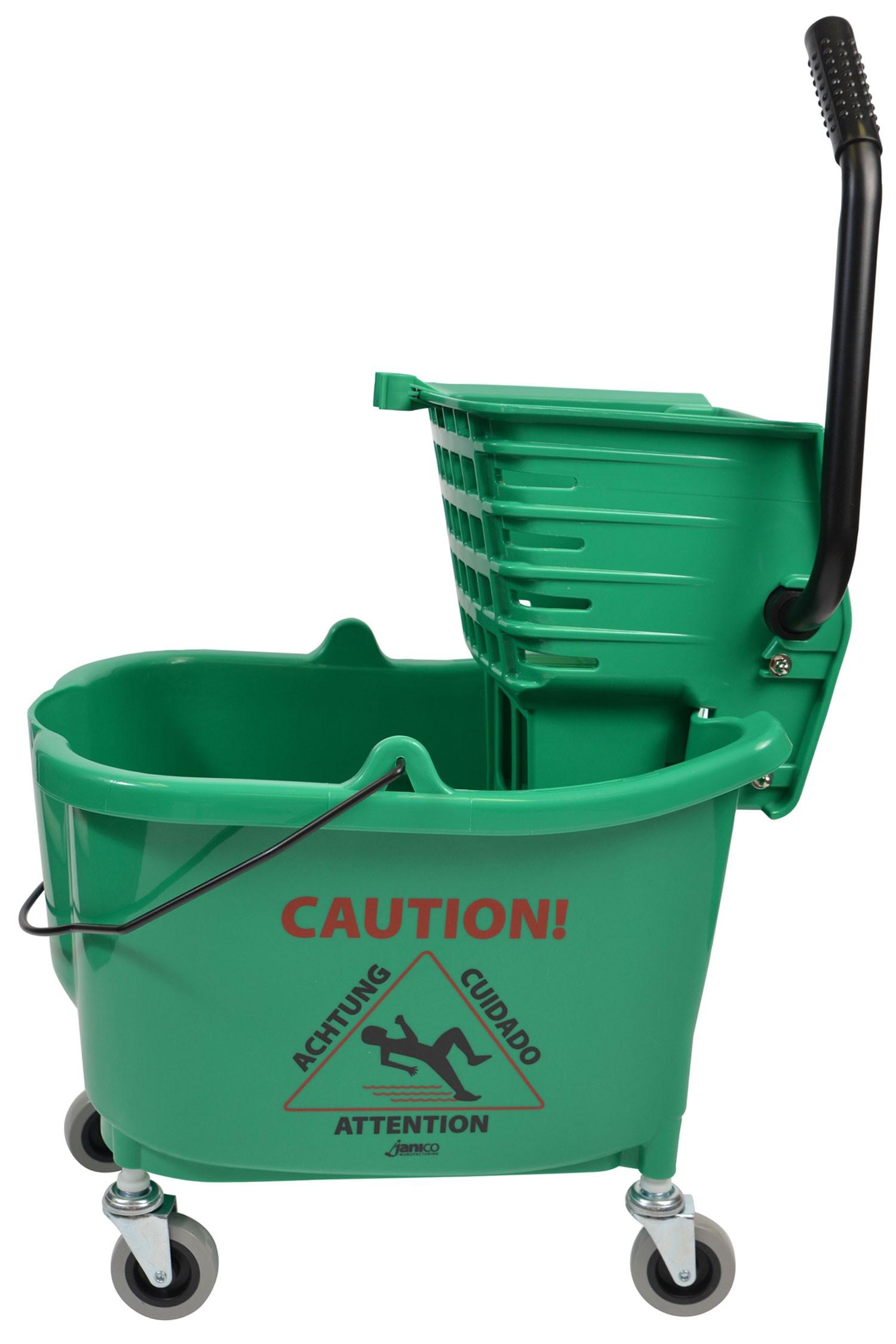 Mop Bucket & Wringer 35 QT Plastic Green Side Press 1/Each