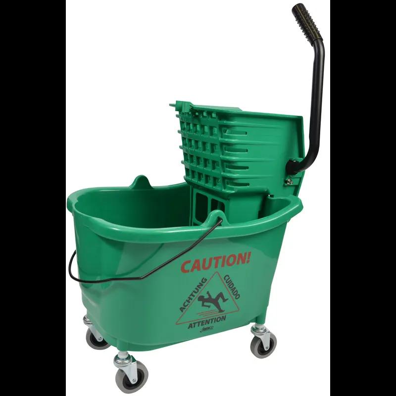 Mop Bucket & Wringer 35 QT Plastic Green Side Press 1/Each