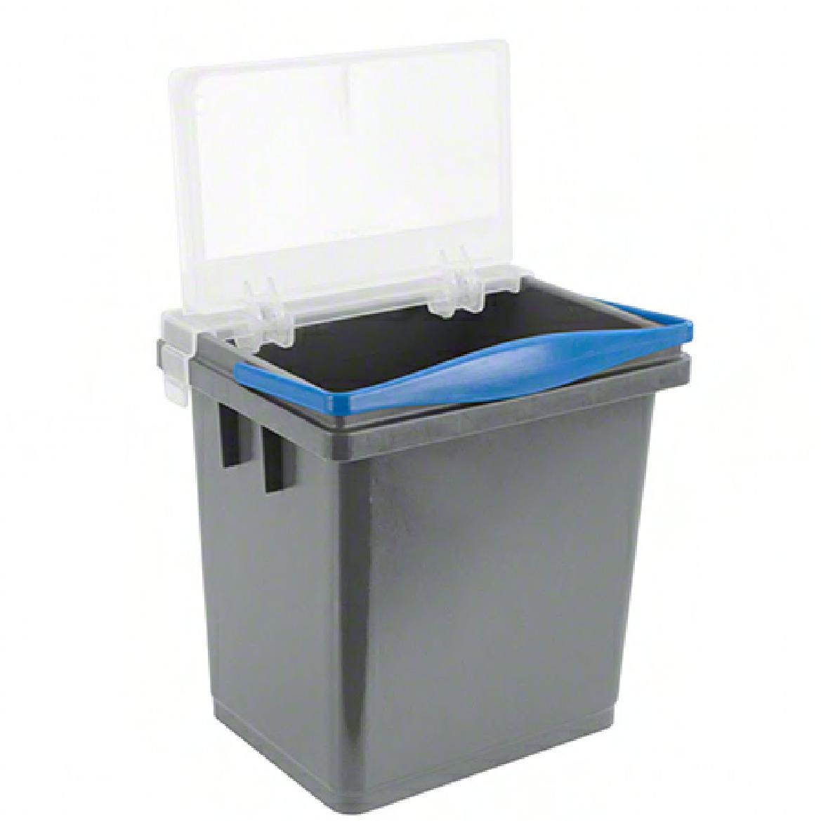 Storage Bin PPE 8.5X8.5X6.5 IN 1 GAL Gray Blue Plastic With Removable Hinged Lid 1/Each