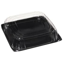 UltraStack® Serving Tray Base & Lid Combo With Dome Lid 18X3 IN PET Black Clear Square 25/Case
