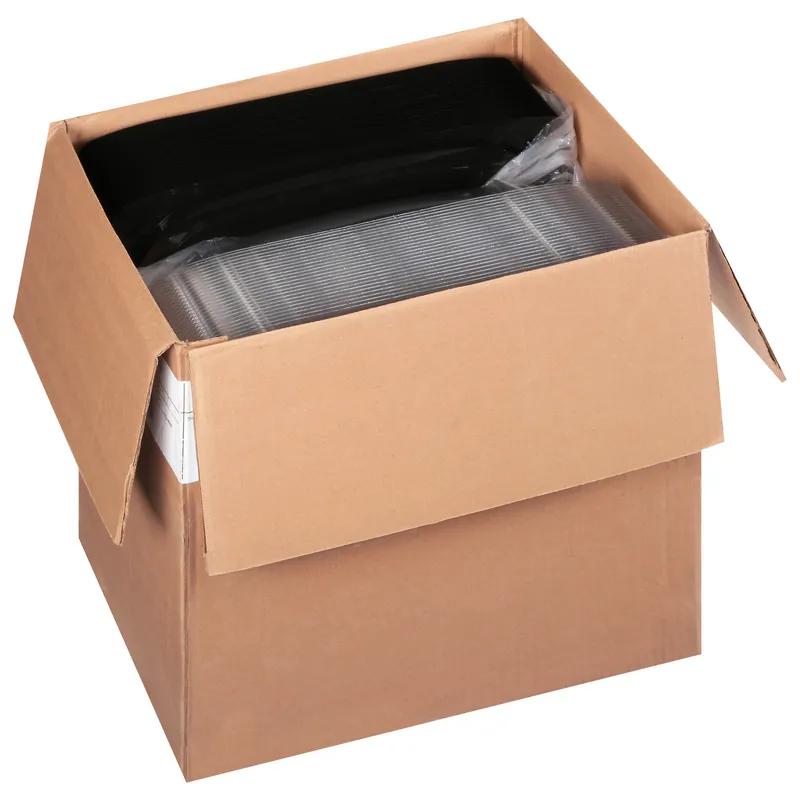 UltraStack® Serving Tray Base & Lid Combo With Dome Lid 18X3 IN PET Black Clear Square 25/Case