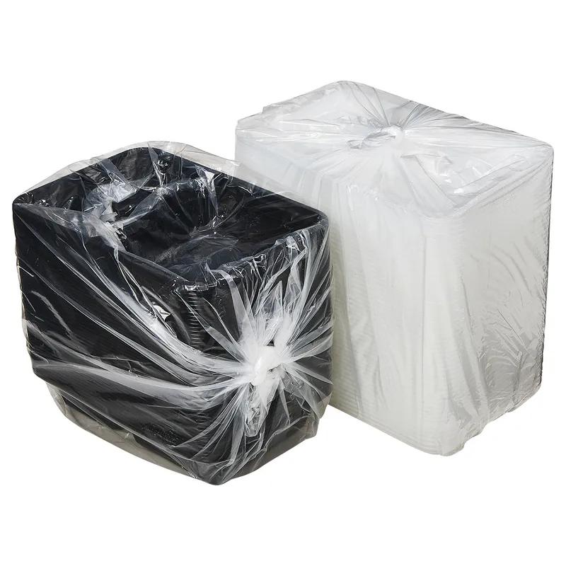 Victoria Bay Take-Out Container Base & Lid Combo 32 OZ 2 Compartment Black Clear Rectangle Microwave Safe 150/Case