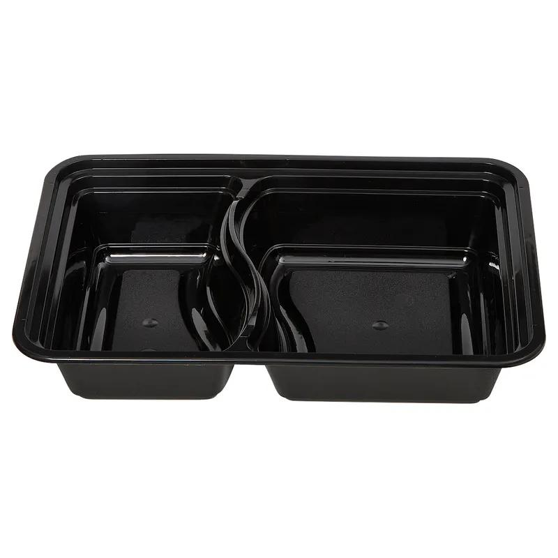 Victoria Bay Take-Out Container Base & Lid Combo 32 OZ 2 Compartment Black Clear Rectangle Microwave Safe 150/Case
