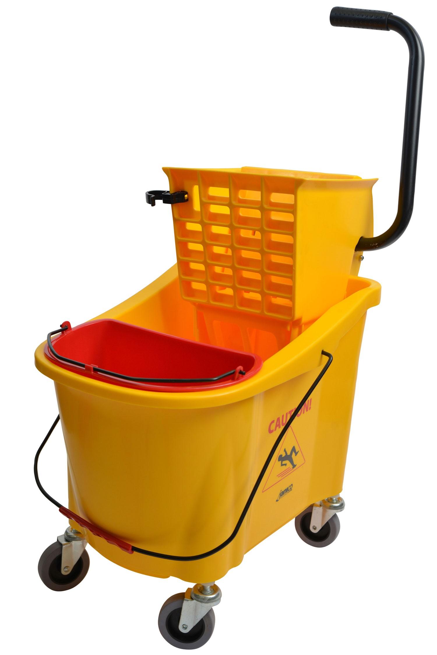 Mop Bucket & Wringer 36 QT Plastic Yellow Side Press 1/Each