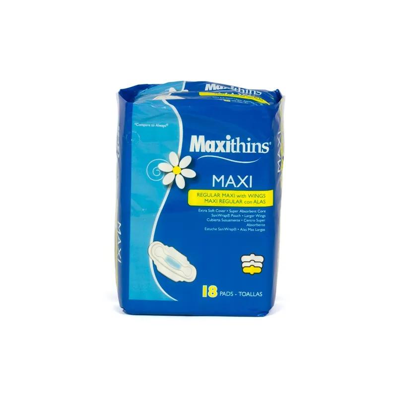 Maxithins® Pad With Wings 18 Count/Pack 12 Packs/Case 216 Count/Case