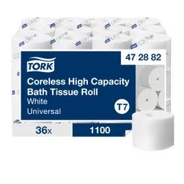 Tork Toilet Paper & Tissue Roll T7 4X3.66 IN 366.667 FT 2PLY White Coreless Universal 1100 Sheets/Roll 36 Rolls/Case