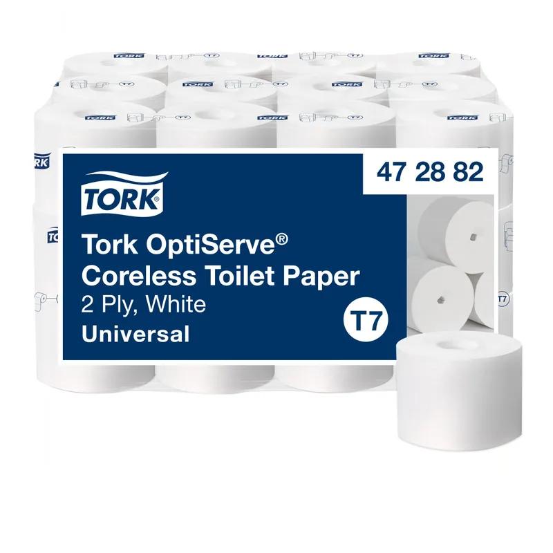 Tork Toilet Paper & Tissue Roll T7 4X3.66 IN 366.667 FT 2PLY White Coreless Universal 1100 Sheets/Roll 36 Rolls/Case