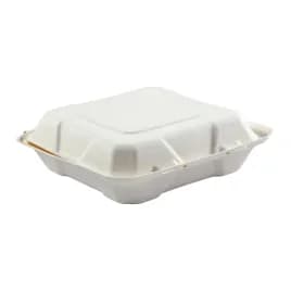 PrimeWare® Take-Out Container Hinged 7.875X8X2.5 IN Molded Fiber White 100 Count/Pack 2 Packs/Case 200 Count/Case