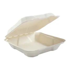 Take-Out Container Hinged 7.875X8X2.5 IN Molded Fiber White 100 Count/Pack 2 Packs/Case 200 Count/Case