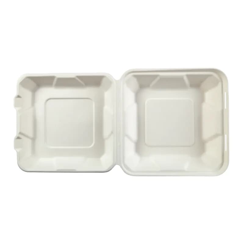 PrimeWare® Take-Out Container Hinged 7.875X8X2.5 IN Molded Fiber White 100 Count/Pack 2 Packs/Case 200 Count/Case