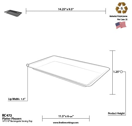 Platter Pleasers Serving Tray 14X10 IN PS White Rectangle 25/Case