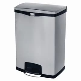 Slim Jim® Landfill 1-Stream Trash Can 21.79X16.24X31.87 IN 24 GAL 96 QT Stainless Steel With Hinged Lid Step-On 1/Each