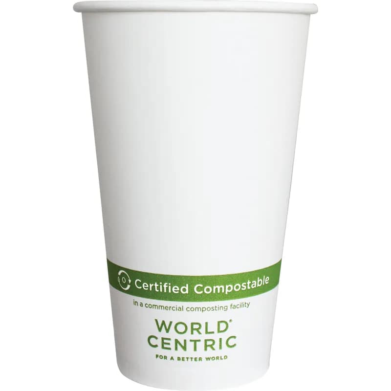 Hot Cup 16 OZ Paper PLA White 1000/Case