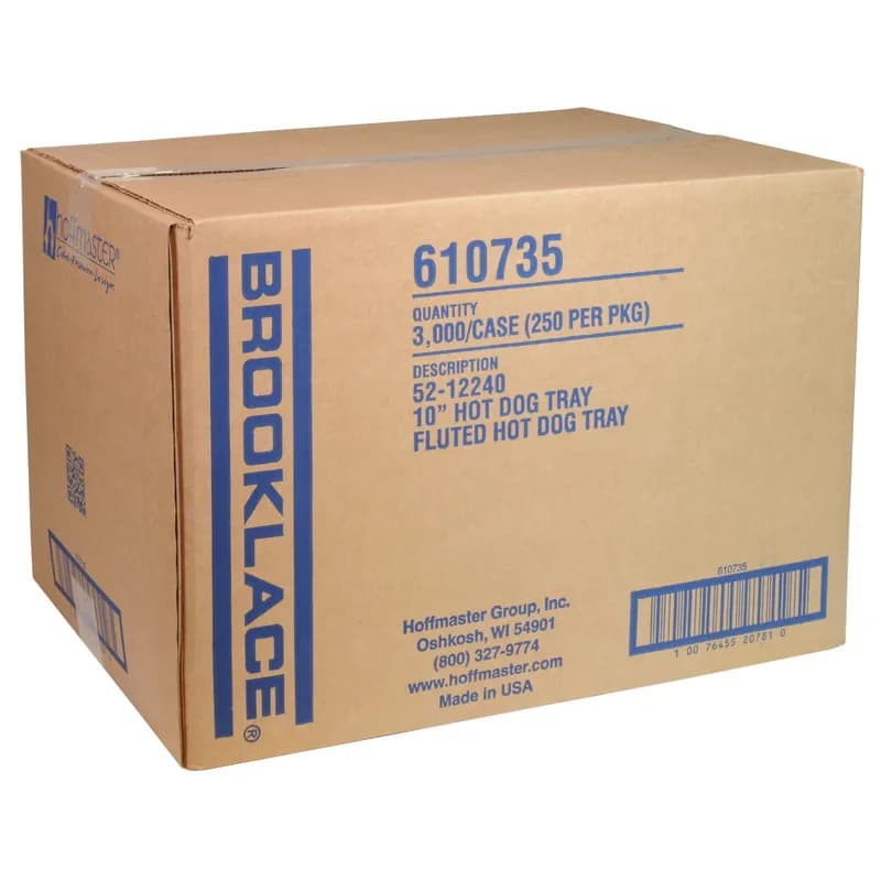 Hot Dog Food Tray Base 10X1.63X1.25 IN Paper White Fluted 3000/Case