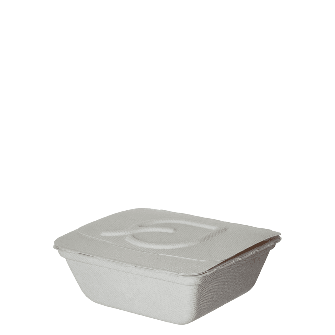 Folia Take-Out Container Fold-Top 6X5X3 IN Sugarcane White Rectangle 300/Case