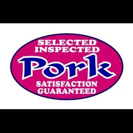 Pork Label 1.25X2 IN Pink Oval Foil-Lined Paper 500/Roll