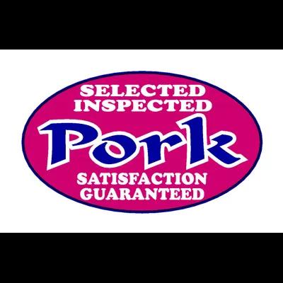 Pork Label 1.25X2 IN Pink Oval Foil-Lined Paper 500/Roll
