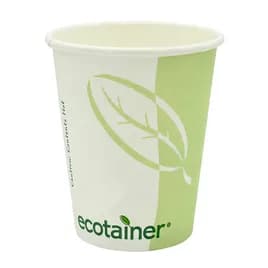 ecotainer Hot Cup 8 OZ Paper PLA White Green 1000/Case