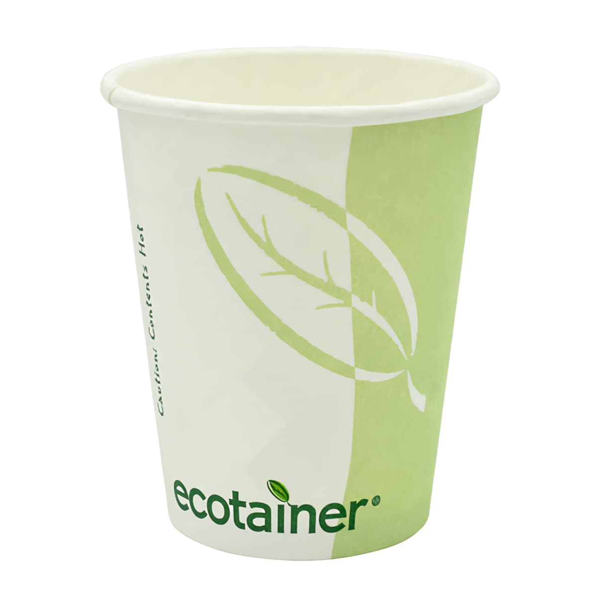 ecotainer Hot Cup 8 OZ Paper PLA White Green 1000/Case