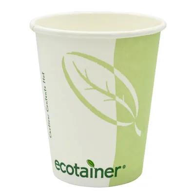 ecotainer Hot Cup 8 OZ Paper PLA White Green 1000/Case
