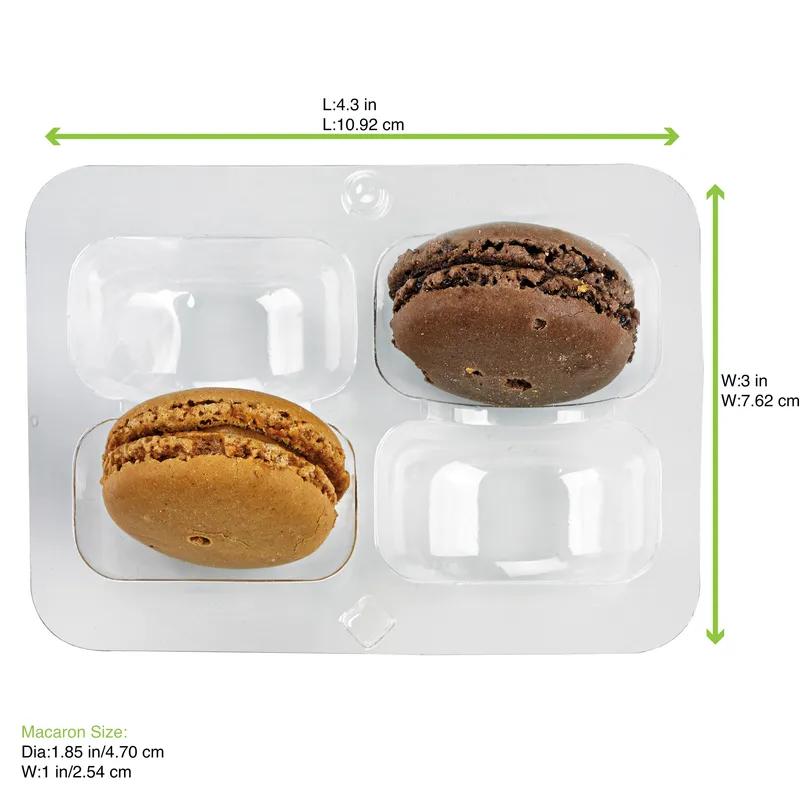 Macaron Container Insert 4 CT 4.3X3 IN Plastic Clear Clip 50 Count/Pack 5 Packs/Case 250 Count/Case