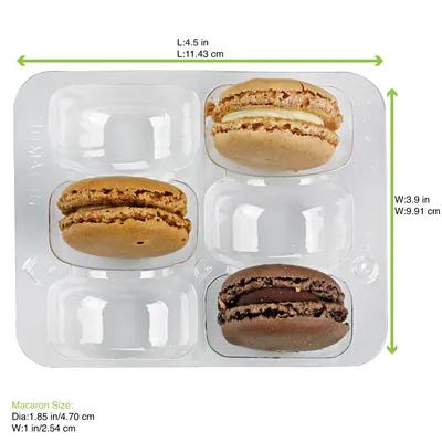 Macaron Container Insert 6 CT 4.5X3.9 IN Plastic Clear Clip 50 Count/Pack 5 Packs/Case 250 Count/Case
