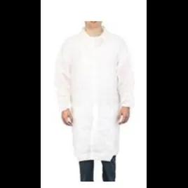 Lab Coat Large (LG) White No Pockets Elastic Wrists 30/Case