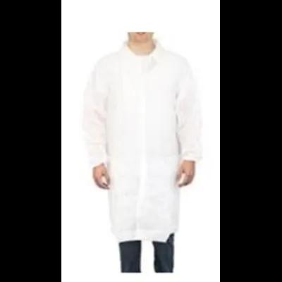 Lab Coat Large (LG) White No Pockets Elastic Wrists 30/Case