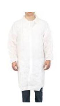 Lab Coat Large (LG) White No Pockets Elastic Wrists 30/Case