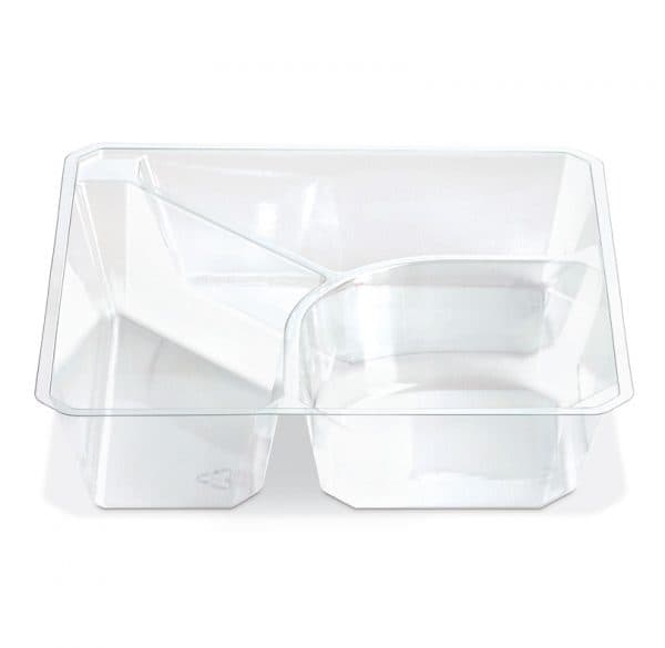 Fresh 'n Clear® GoCube® Take-Out Container Insert 5.12X5.12X1.25 IN 3 Compartment PET Clear Square 600/Case