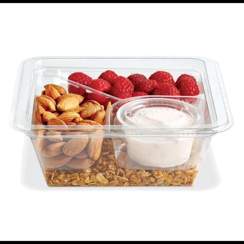 Fresh 'n Clear® Take-Out Container Insert 5.12X5.12X1.25 IN 3 Compartment PET Clear Square 600/Case