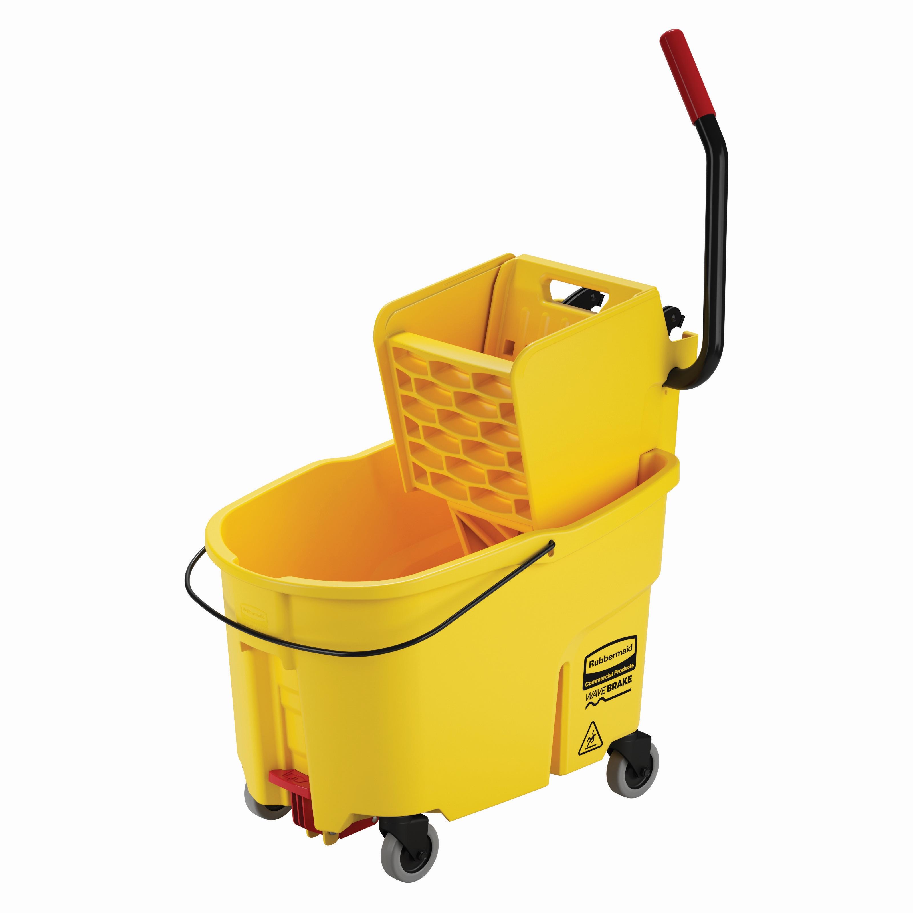 WaveBrake® Mop Bucket & Wringer 23.63X16.81X19.75 IN 44 QT Plastic Yellow Black Side Press Combo 1/Case