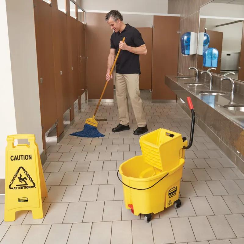 WaveBrake® Mop Bucket & Wringer 23.63X16.81X19.75 IN 44 QT Plastic Yellow Black Side Press Combo 1/Case